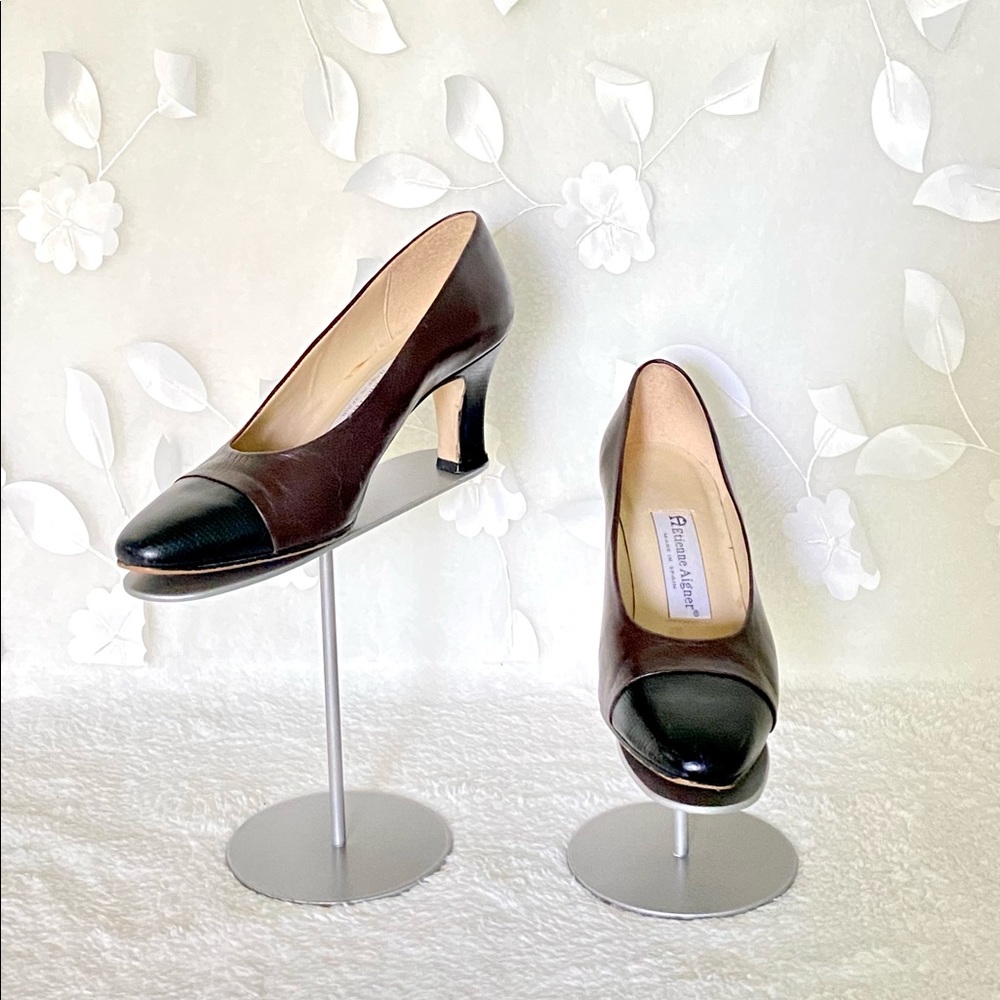 Vintage Etienne Aigner Black/Brown Leather Heels